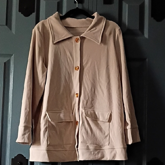 Butter Jackets & Blazers - Women's Beige Super Soft Casual Button-Front Jacket